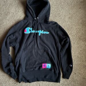 Champion Dark Gray Hoodie with Blue Tag